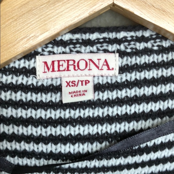 Striped Knit Cardigan with Draped Front - Picture 2 of 5